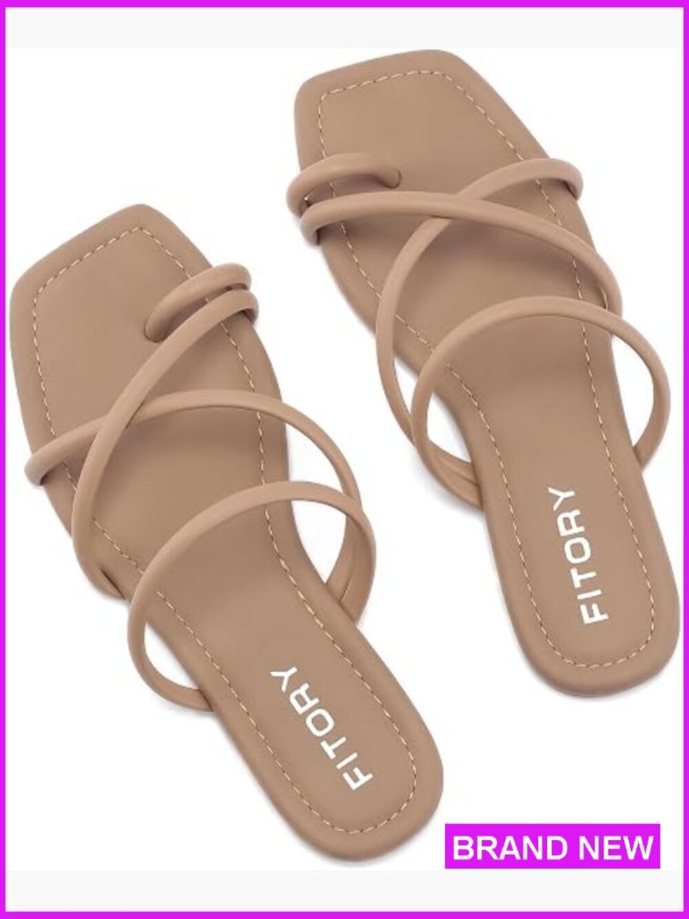 Women's Slide Sandals Flat Toe Ring Thongs with Cross Strap Summer